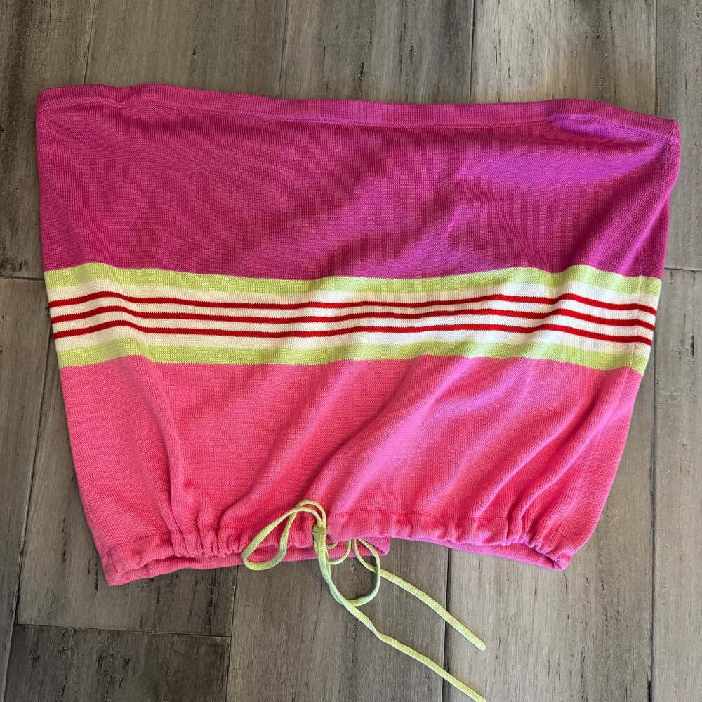 Vintage Real Clothes Saks Fifth Avenue Knit Strapless Tube Top with Drawstring